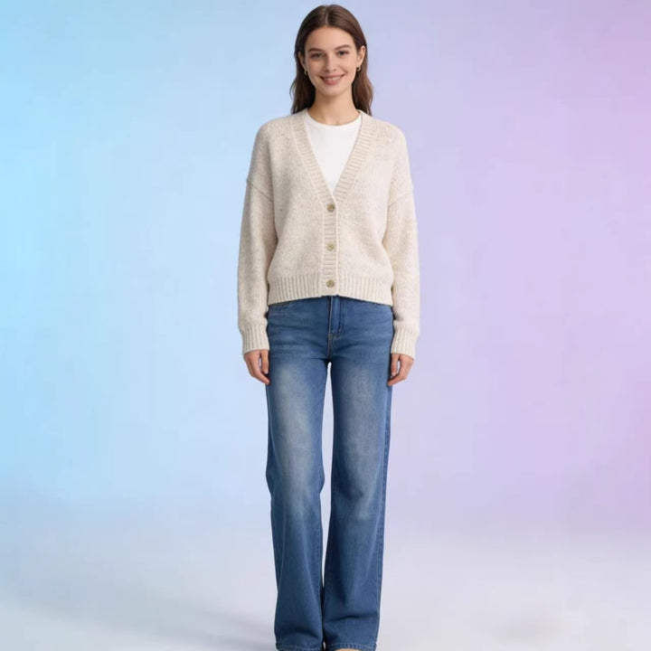 Damen hochgeschnittene Jeans mit schmaler Hüftpassform und weitem Schlag im Retro-Stil Nord Taschen
