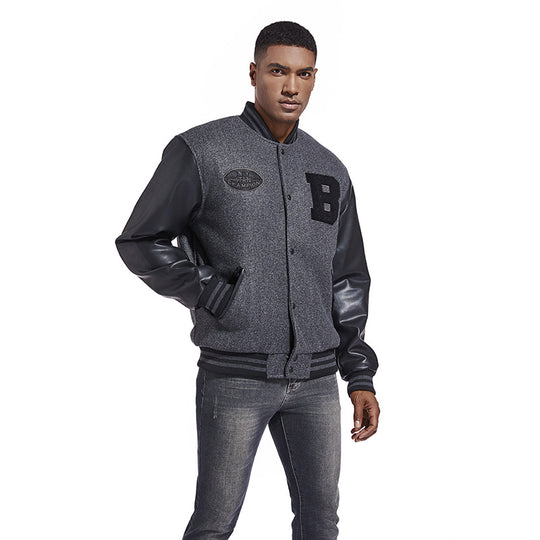 Herren Collegejacke aus Wollmix mit verstärkten Lederärmeln Nord Taschen