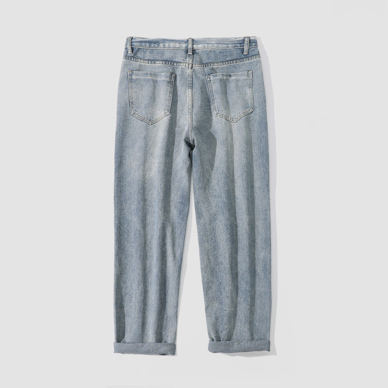 Damen Weite Straight‑Fit Jeans mit hohem Bund, umgeschlagenem Saum und leichter Vintage‑Waschung Nord Taschen
