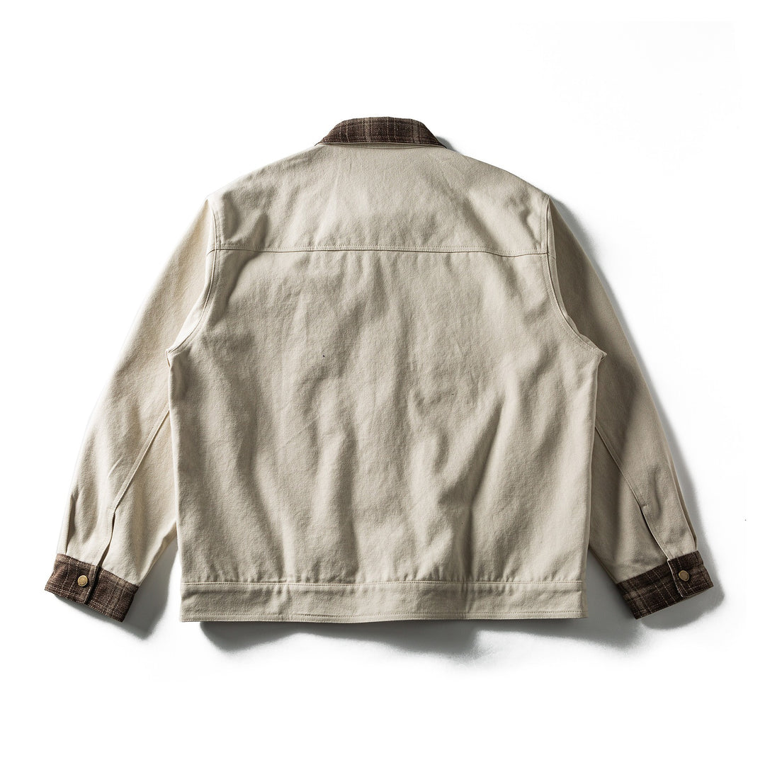 Herren Kurz geschnittener Canvas‑Blouson mit kariertem Kragen und Druckknopf‑Brusttaschen Nord Taschen