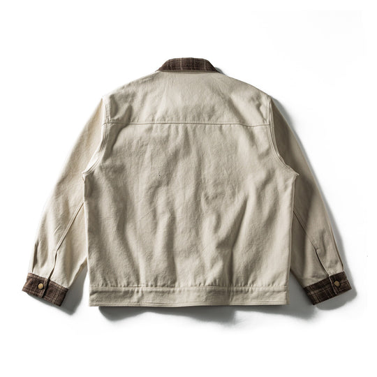 Herren Kurz geschnittener Canvas‑Blouson mit kariertem Kragen und Druckknopf‑Brusttaschen Nord Taschen