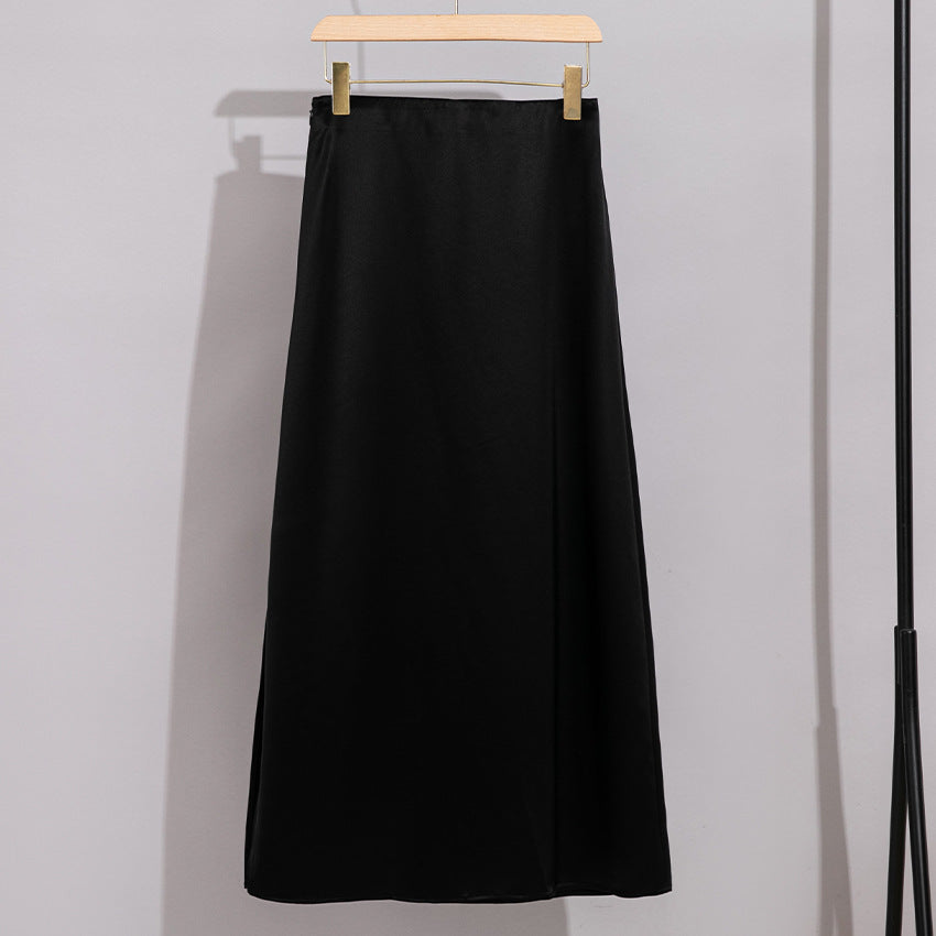 Damen Langer eleganter Satin-Biaisrock mit hohem Bund und fließender Silhouette Nord Taschen
