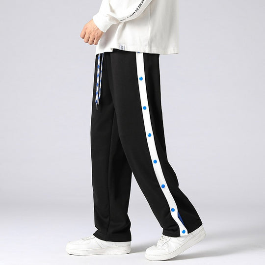 Herren Weite Sweatpants mit seitlichem Druckknopfverschluss, Kordelzug & kontrastierten Einsätzen Nord Taschen