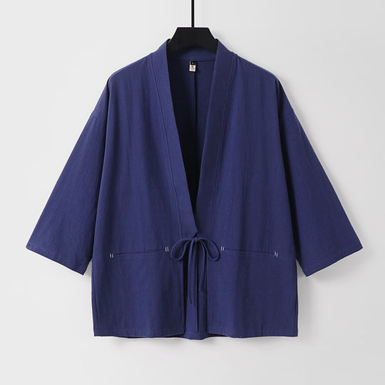 Damen Lockerer Kimono-Cardigan aus Baumwollmix mit Tunnelzug und Hüfttaschen Nord Taschen