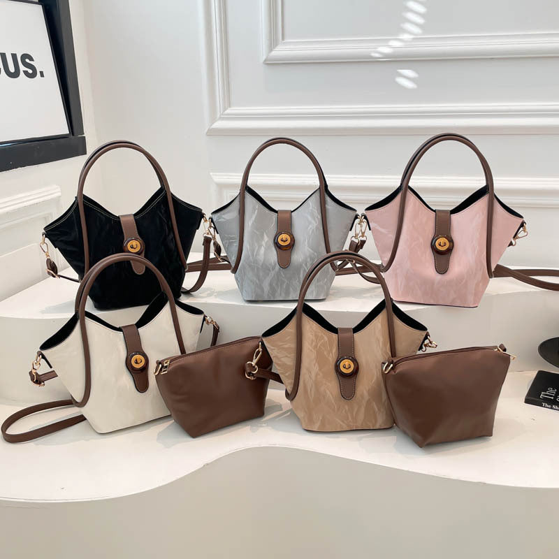 Damen elegante Umhängetasche mit einzigartigem Verschluss und strukturiertem Obermaterial Nord Taschen