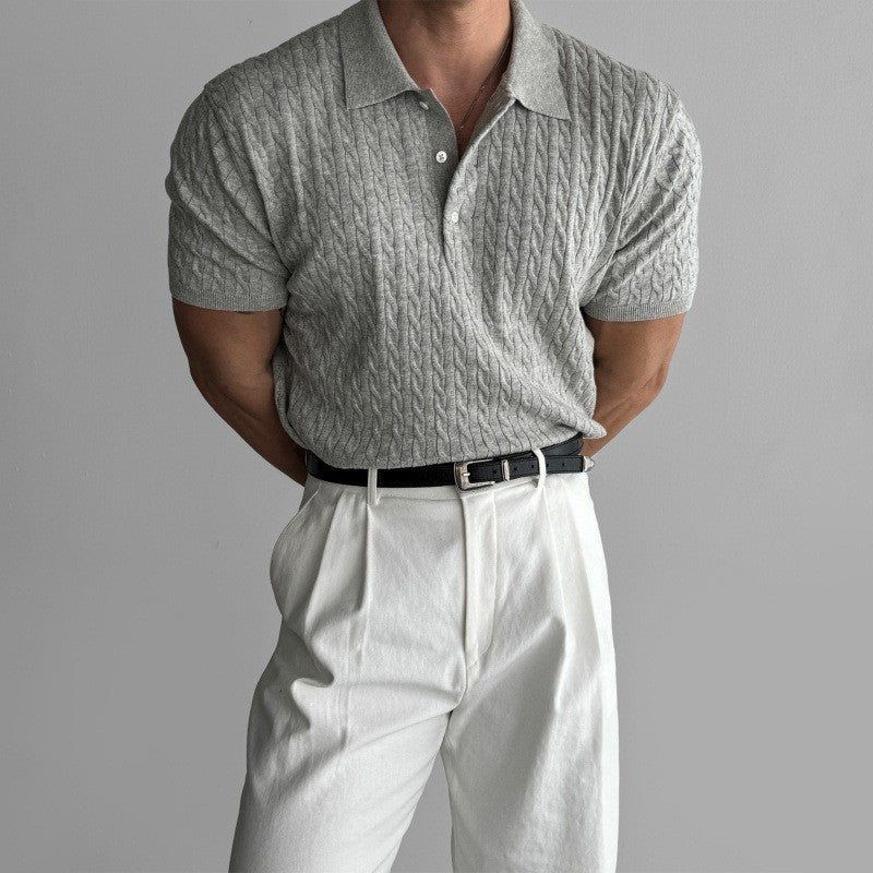 Herren Modisches Kurzarmstrickpoloshirt Nord Taschen