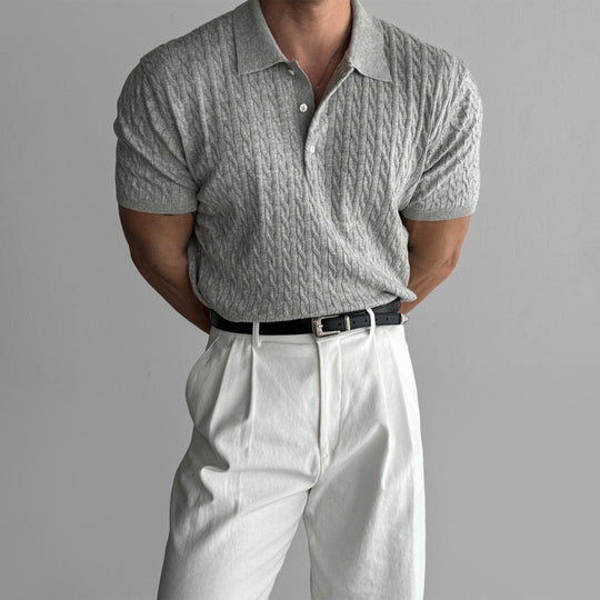 Herren Modisches Kurzarmstrickpoloshirt Nord Taschen