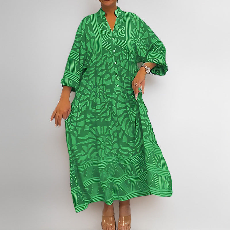 Damen Tunika-Kleid mit Einzigartigem Grafikdruck und Weiten Ärmeln