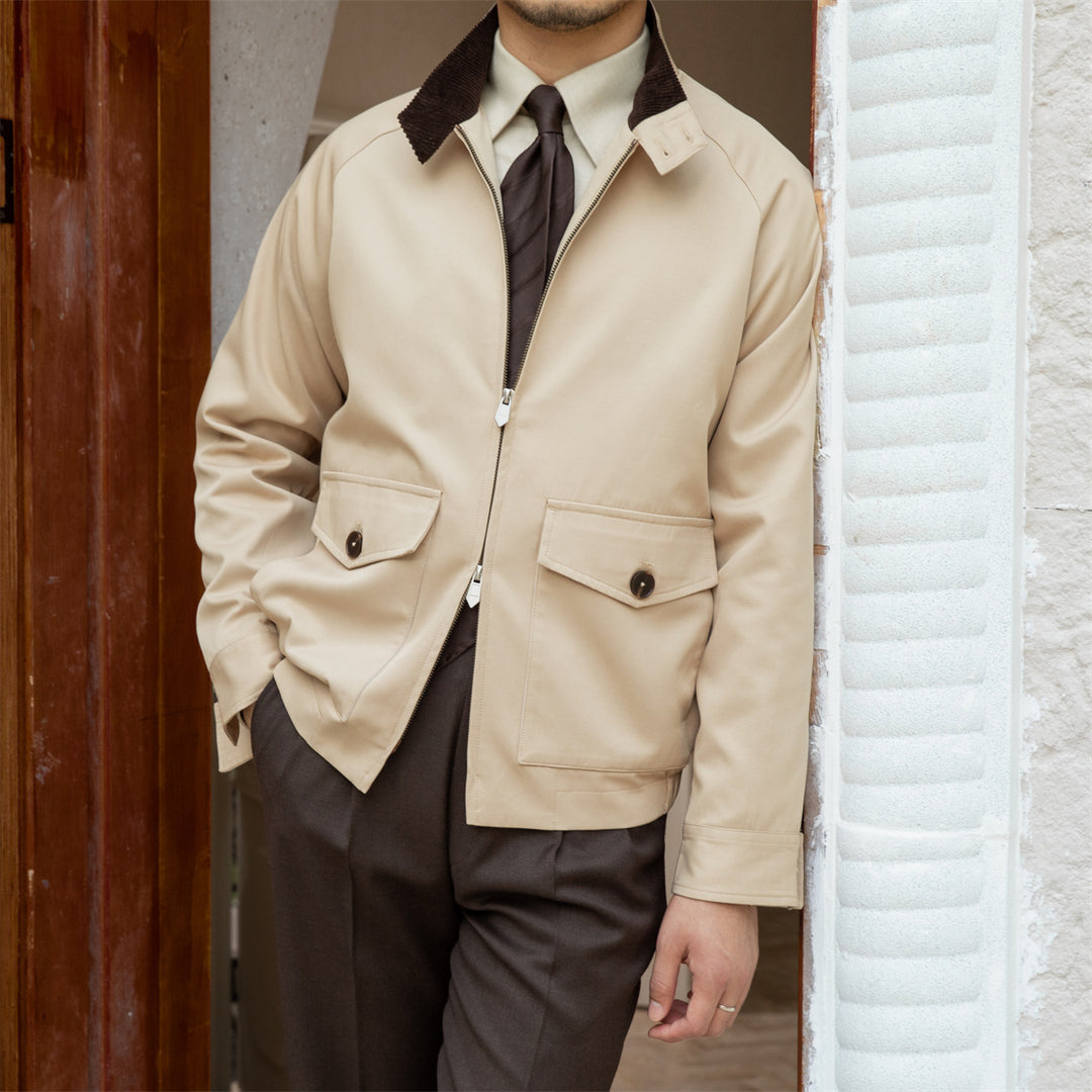 Herren Kurzblouson mit Cordkragen, Pattentaschen und Reißverschluss Nord Taschen