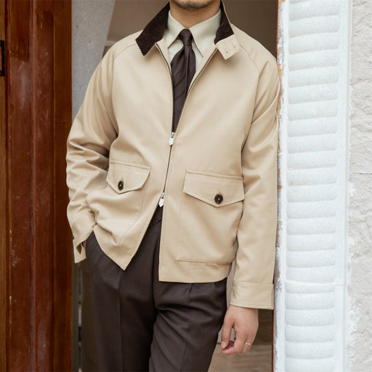Herren Kurzblouson mit Cordkragen, Pattentaschen und Reißverschluss Nord Taschen