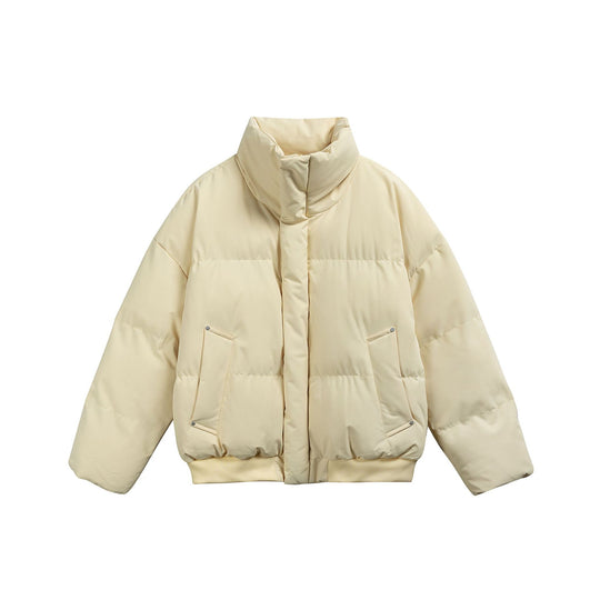 Damen Kurze wattierte Steppjacke im Boxy‑Cut mit hohem Stehkragen und Rippenbund Nord Taschen