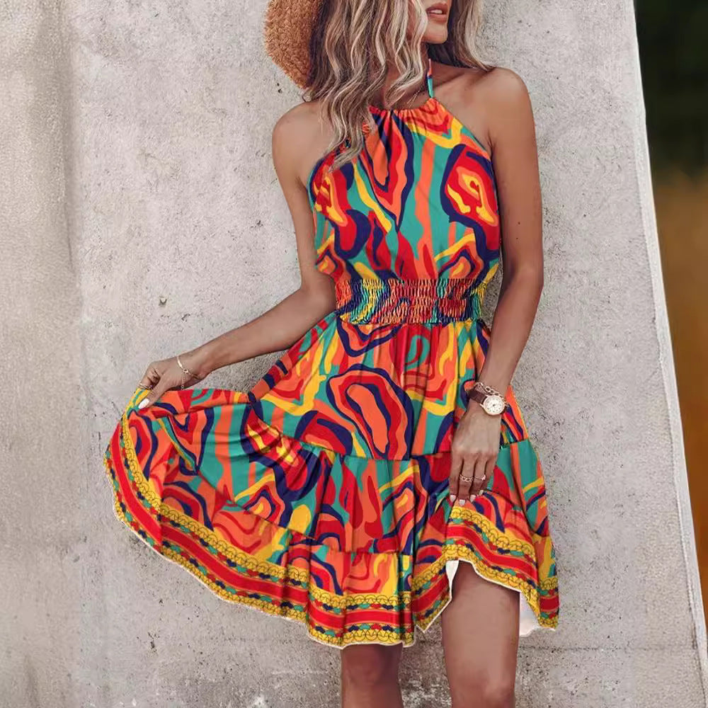 Damen Trendiges Kleid mit Raffung und asymmetrischem Saum