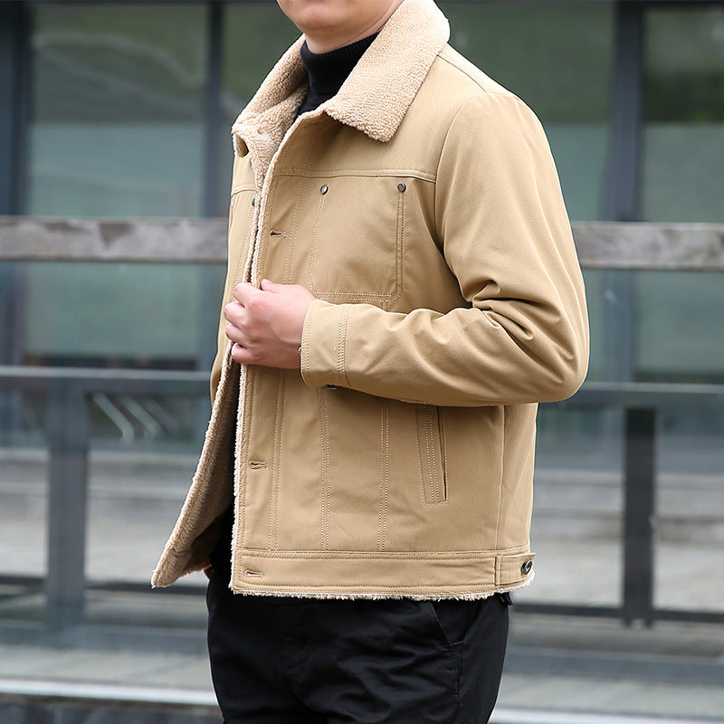 Herren Kurzjacke mit Teddyfutter und Umlegekragen, winddichte Übergangsjacke Nord Taschen