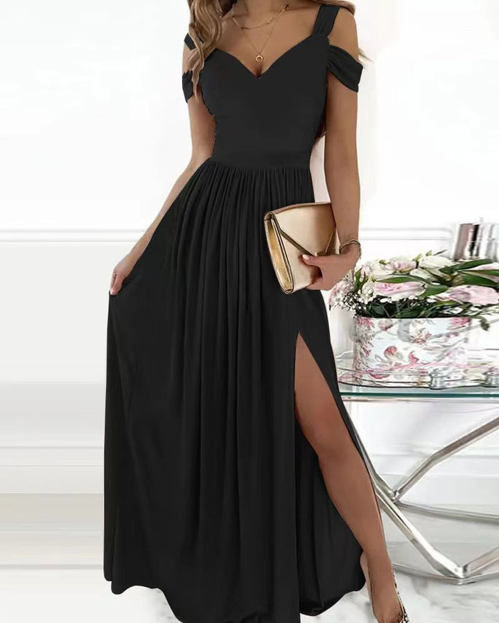 Damen Maxikleid mit elegantem Farbverlauf und schulterfreien Ärmeln