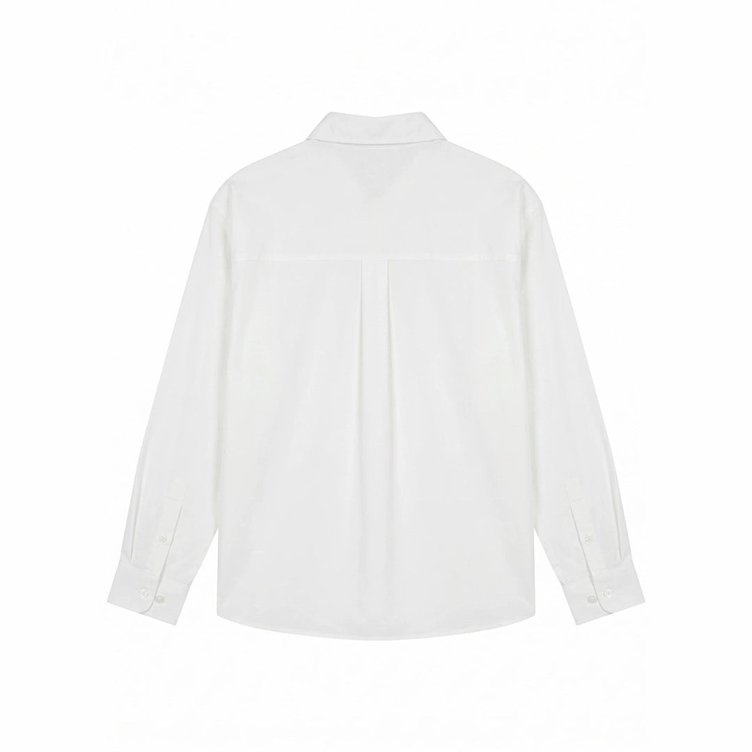 Damen Oversize-Hemdbluse mit feinen Stickapplikationen und verlängertem Saum Nord Taschen
