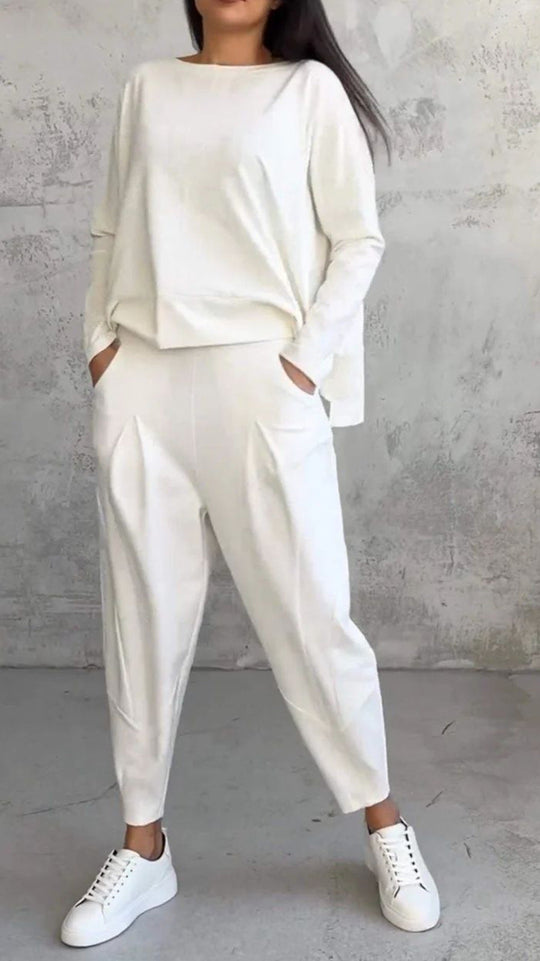 Jogginganzug Damen Lounge-Set mit weiten Ärmeln und Taschen