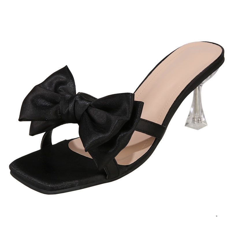 Damen elegante Sling-Sandalen mit glänzenden Schleifen und transparentem Absatz Nord Taschen