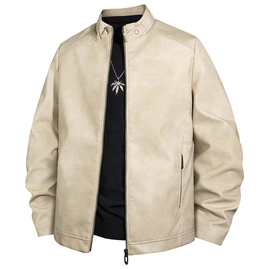 Herren Vintage-Lederoptik-Bomberjacke mit Stehkragen und Reißverschluss Nord Taschen
