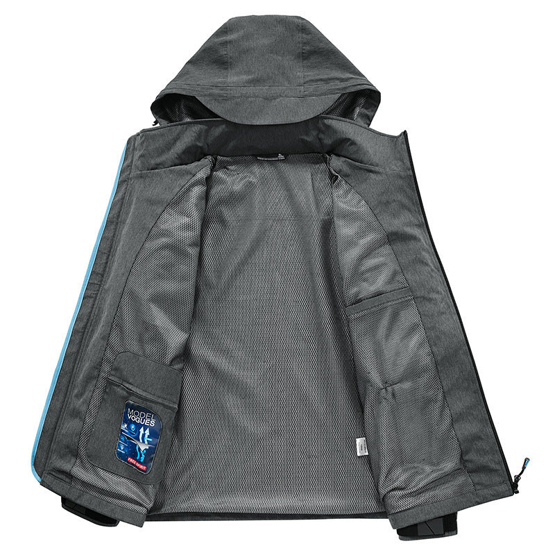Herren Wetterresistente Softshell-Outdoorjacke mit Kapuze, hohem Kragen und verschweißten Nähten Nord Taschen