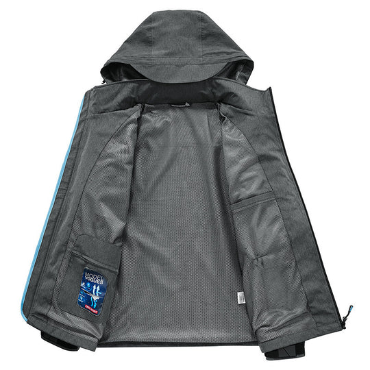 Herren Wetterresistente Softshell-Outdoorjacke mit Kapuze, hohem Kragen und verschweißten Nähten Nord Taschen