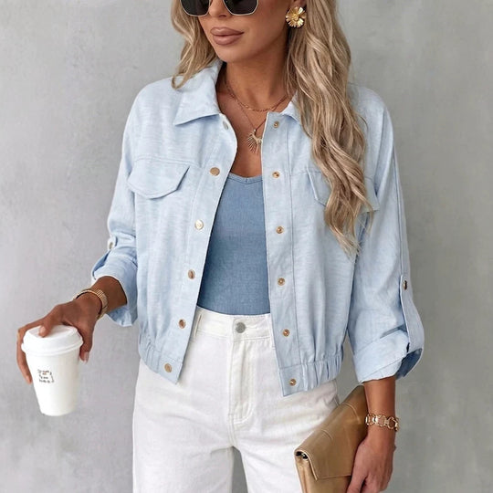Damen Lässige Sommerjacke mit Knopfdetails Nord Taschen