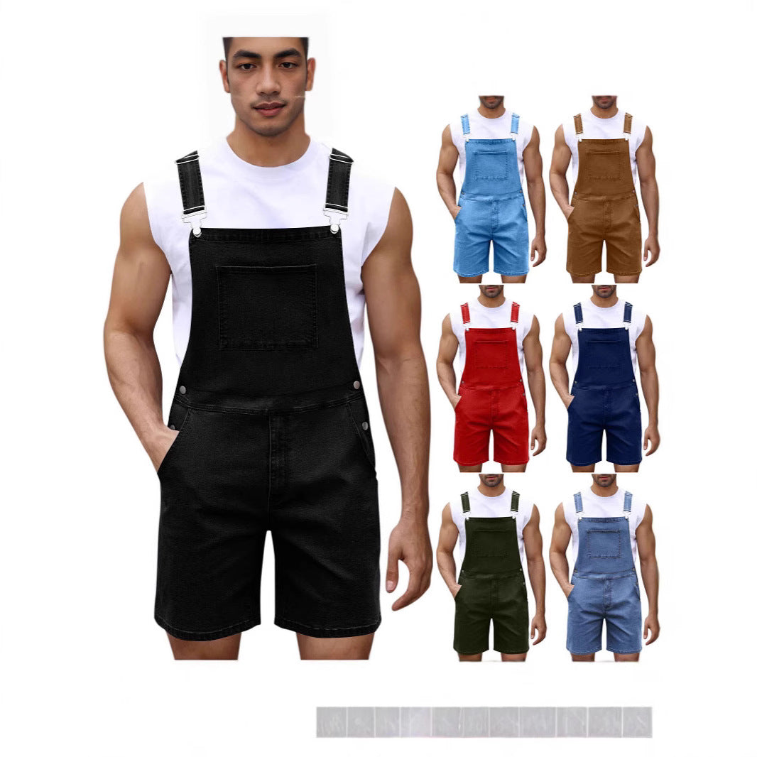 Herren Denim-Latzshorts mit modernen Taschen und verstellbaren Trägern Nord Taschen