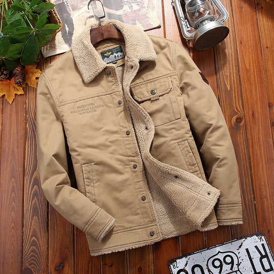 Herren Canvas-Fieldjacke mit Sherpa-Futter und Hemdkragen Nord Taschen