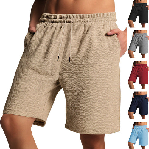 Herren nan Frottee-Shorts mit Fischgrätstruktur, elastischem Kordelbund und Seitentaschen Nord Taschen