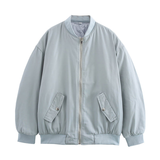 Damen Boxy Bomberjacke im Oversize‑Look mit Reißverschluss und abgeschrägten Pattentaschen Nord Taschen