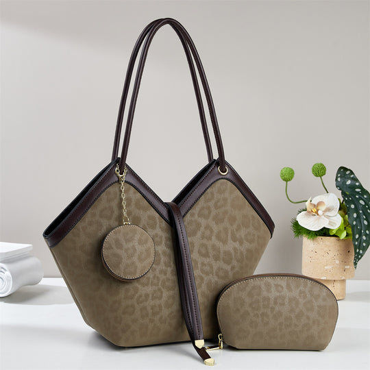 Damen modische Handtasche mit exotischer Leopardenprägung und abnehmbarer Clutch Nord Taschen