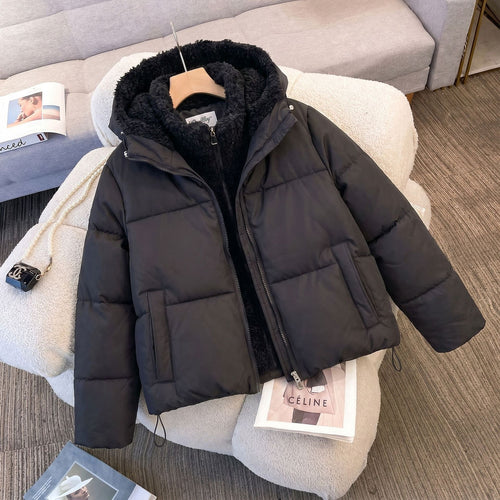 Damen nan kompakte Steppjacke mit Sherpa-Innenkapuze, wärmender Thermoisolierung und verdecktem Zweiwege-Reißverschluss Nord Taschen