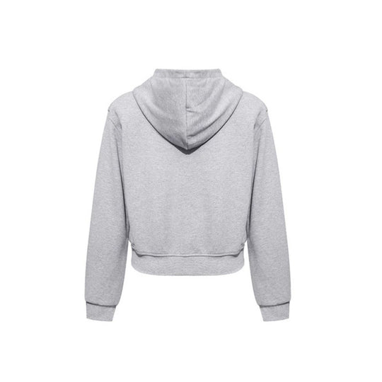Damen Kurze taillierte Kapuzen-Sweatjacke mit Zwei-Wege-Reißverschluss und Eingrifftaschen Nord Taschen