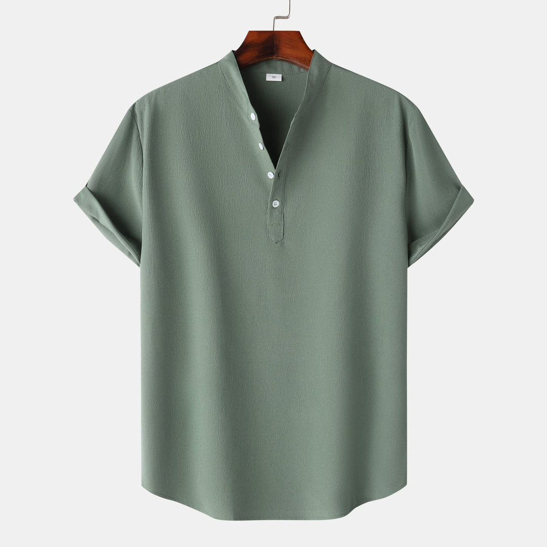 Herren Kurzarmhemd mit modernem Henley-Design und funktionalen Knöpfen Nord Taschen