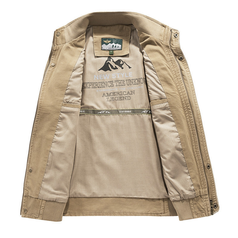 Herren Multifunktionale Canvas-Weste mit Mehrere Außentaschen und Stehkragen Nord Taschen