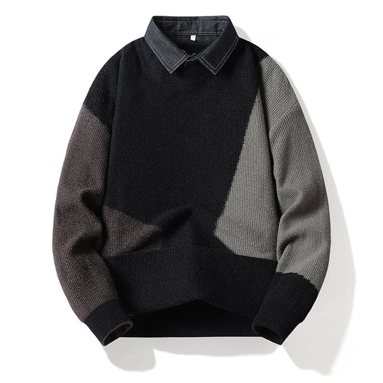 Herren Modischer Strickpullover mit Hemdkragen Nord Taschen