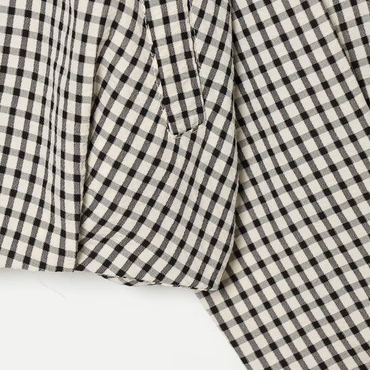 Damen Cropped Boxy-Jacke im Vichy-Karo mit Funnelkragen und verdeckter Knopfleiste Nord Taschen