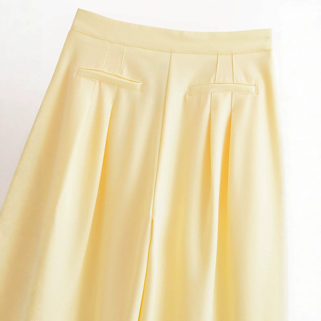 Damen Weite Culotte-Hose mit hoher Taille, Bundfalten und Eingrifftaschen Nord Taschen