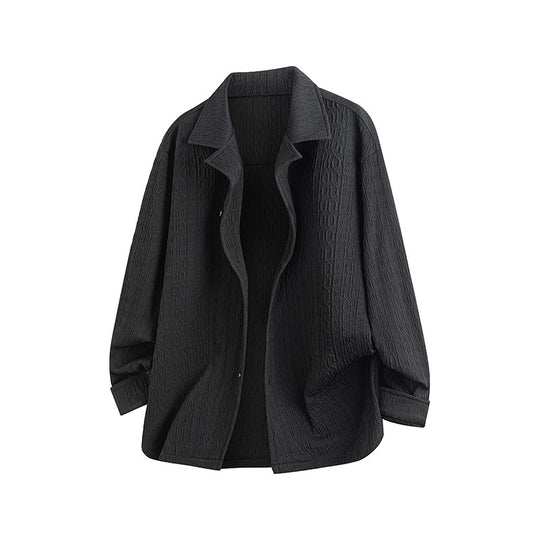 Damen Leicht strukturierte Oversize-Hemdjacke mit Reverskragen & Druckknopffront Nord Taschen