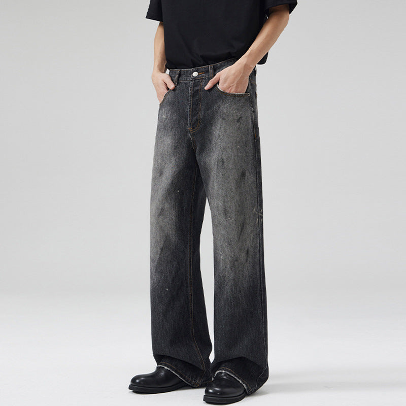Herren Relaxed‑Straight Denim-Jeans mit Vintage-Waschung und verlängertem Saum Nord Taschen