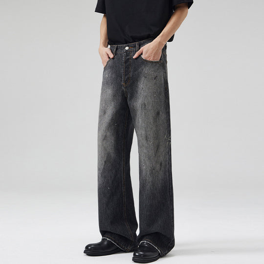 Herren Relaxed‑Straight Denim-Jeans mit Vintage-Waschung und verlängertem Saum Nord Taschen