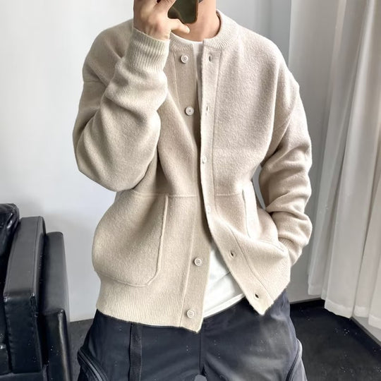 Herren Gemütliche Strickjacke mit Rundhalsausschnitt Nord Taschen