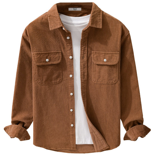 Herren Cord-Overshirt im Relaxed-Fit mit aufgesetzten Brustklappen und weichem Griff Nord Taschen