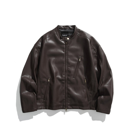 Herren Lederoptik-Bomberjacke mit Stehkragen, schrägen Reißverschlusstaschen und minimalistischer Nahtführung Nord Taschen