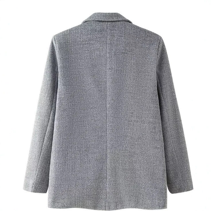 Damen Taillierte Blazerjacke mit asymmetrischer Knopfleiste und Rundhalsausschnitt Nord Taschen