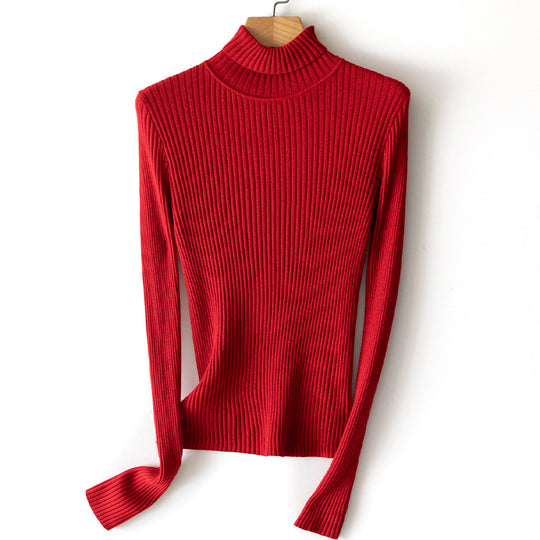 Damen Figurnaher Feiner Rippstrick-Rollkragenpullover mit Stretch-Finish Nord Taschen