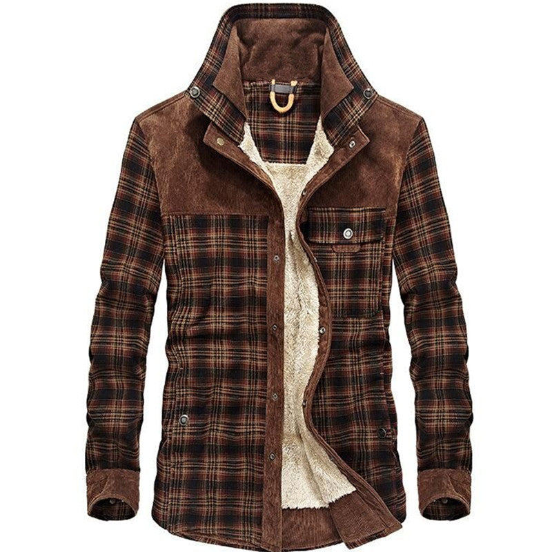 Herren Flanell‑Fieldshirt mit Teddyfleece‑Innenfutter und Velours‑Schulterpartie Nord Taschen