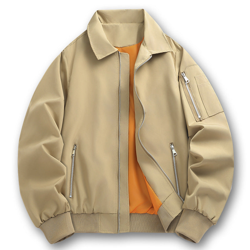 Herren Leichter Twill-Bomber mit kontrastierendem Futter, Reißverschlusstaschen und Ärmeltasche Nord Taschen