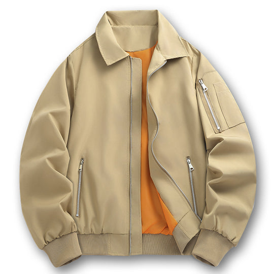 Herren Leichter Twill-Bomber mit kontrastierendem Futter, Reißverschlusstaschen und Ärmeltasche Nord Taschen
