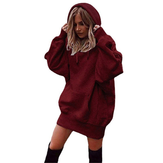 Damen Oversize Kapuzenkleid mit Kängurutasche Nord Taschen