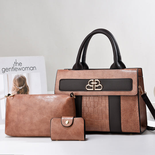 Damen elegante Handtasche im Set mit abnehmbarer Clutch und Portemonnaie Nord Taschen